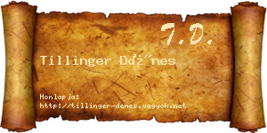 Tillinger Dénes névjegykártya